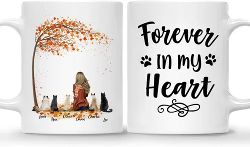 Miniatura 14 de Gossby Taza personalizada con texto en inglés "Being a Cat Mom", regalo personalizado para mujeres con diseño, nombre, raza de gato, cumpleaños, día