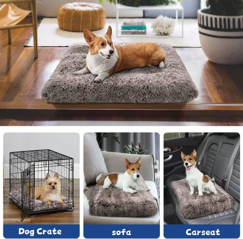 Miniatura 6 de Cama para Perros Almohadilla de Jaula Cojín de Felpa Suave Cama de Jaula para Perros Medianos y Gatos Lavable Antideslizante Alfombrillas de Jaula
