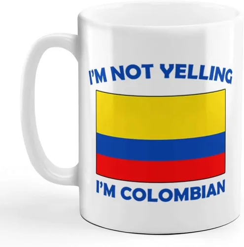 Taza de té y café de cerámica con texto en inglés "I'M Not Yelling I Am Colombians, regalo de Navidad para hombres y mujeres Solo diseño