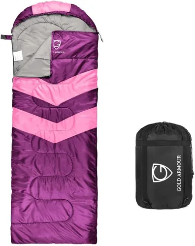 Miniatura 7 de Gold Armour Sacos de dormir para adultos, niños, niñas, mochileros, senderismo, campamento, clima frío y cálido 4 estaciones, uso en interiores