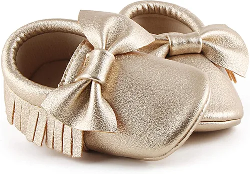 Miniatura 4 de OOSAKU Zapatos con nudo de lazo de piel sintética suela suave para bebé niño pequeño