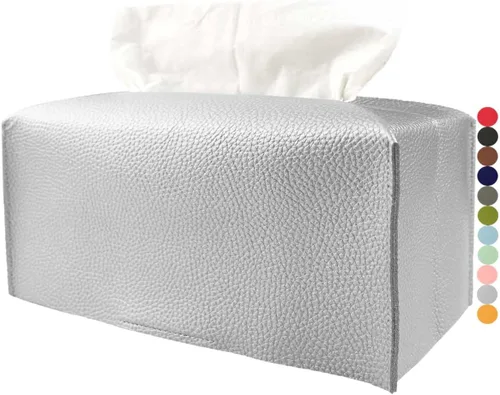 Miniatura 12 de Cubierta de Caja de Paños Grande Rectangular – Soporte de Caja de Paños Rectangular de Tamaño Plus con Cinturón Inferior [JESMINI, Negro] Soporte