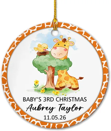 Miniatura 10 de Agregar foto Adorno de cerámica de la primera Navidad del bebé 2025, imagen personalizada del primer árbol de adorno de Navidad del bebé, adorno