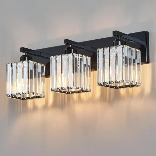 Miniatura 41 de Lámpara de tocador moderna de 2 luces de níquel cepillado, lámpara de tocador de cristal, luz de pared de baño, accesorios de iluminación de baño