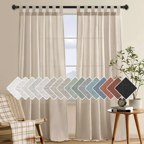 Miniatura 18 de H.VERSAILTEX Cortinas aireadas mezcladas de lino natural con pestaña superior para sala de estar, decoración del hogar, material suave y rico que