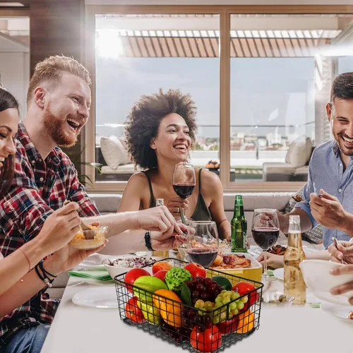 Miniatura 8 de Cesta de almacenamiento de frutas de cocina, cesta de encimera de alambre, frutas, verduras, aperitivos, despensa, organizadores, asa