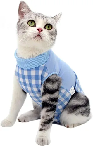 Miniatura 18 de Traje de recuperación para gatos para heridas abdominales o enfermedades de la piel, mameluco de gato para gatos después de la cirugía, traje