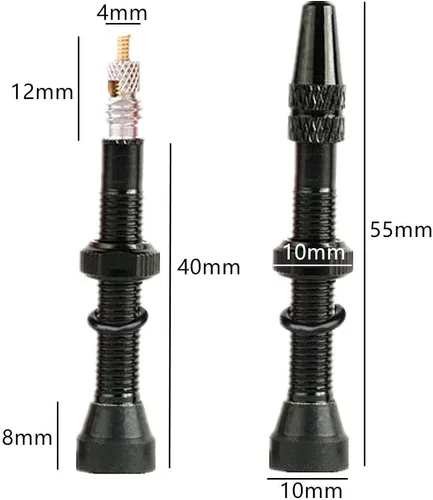 Miniatura 2 de 2 piezas de vástago de válvula Presta sin cámara, kit de vástago de válvula Presta de aleación súper ligera con herramienta de extracción de núcleo