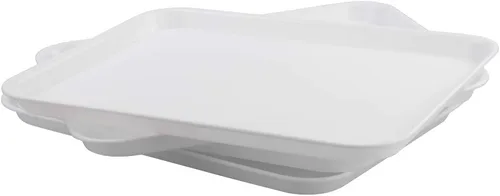 Miniatura 5 de Inhouse Bandeja de plástico blanco rectangular, 17.2 x 13.5 x 0.9 pulgadas (4 paquetes)