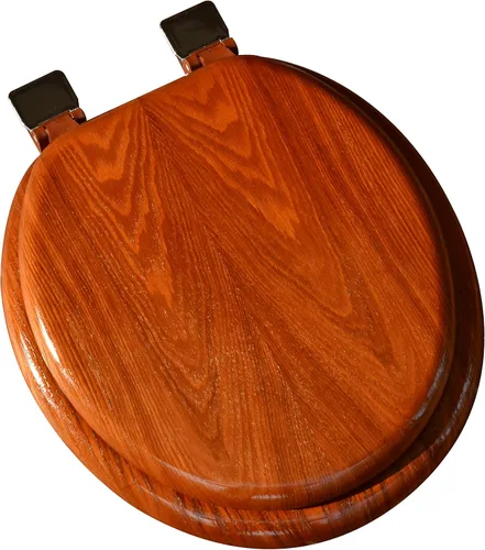 Miniatura 7 de 5Q1E1-17BR - Asiento de inodoro de madera natural con acabado decorativo, incluye bisagra Vari-Adjust Lok-Down R'N'C, alargado, roble claro