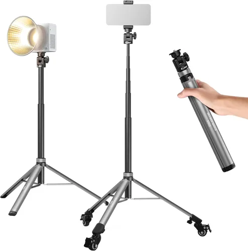 Miniatura 10 de Neewer Soporte de luz resistente con ruedas, soporte de trípode ajustable con 100% acero inoxidable, soporte de base con ruedas para fotografía