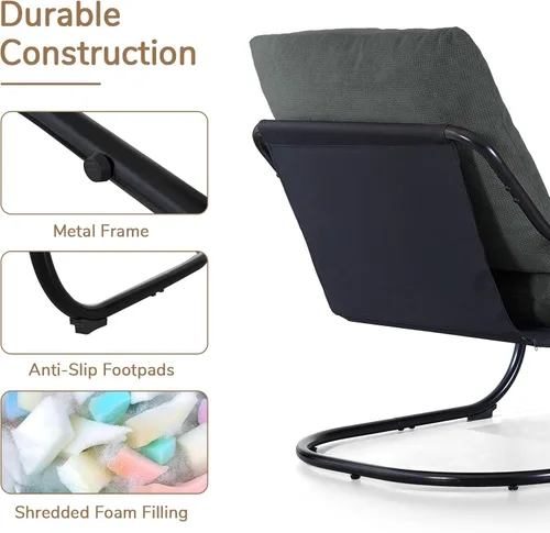 Miniatura 6 de Peace nest Silla decorativa moderna, sillón tapizado suave con marco de metal resistente, cómoda silla de descanso para sala de estar, dormitorio