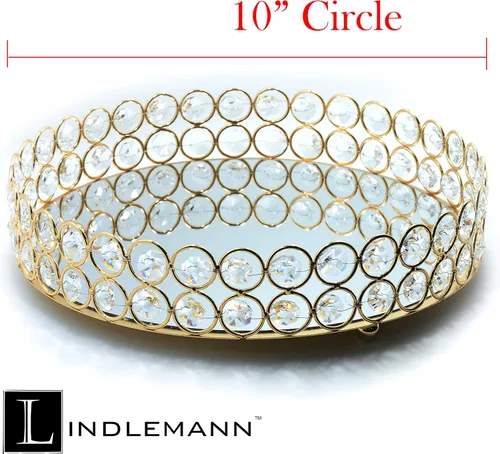 Miniatura 3 de Bandeja decorativa de cristal de metal con espejo para perfumes, organizador de cosméticos, bandeja de almacenamiento para joyas, bandejas