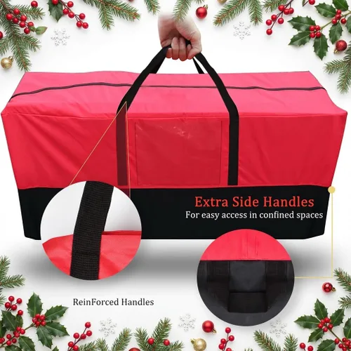 Miniatura 6 de PLTCAT Bolsa de almacenamiento para árbol de Navidad se adapta a árboles artificiales de hasta 10 pies de altura - Caja de almacenamiento para Rojo