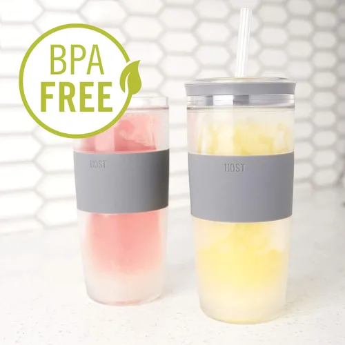 Miniatura 4 de HOST Vaso enfriador de bebidas congelables con aislamiento de doble pared con vasos de gel de congelación para vino tinto y blanco, popote y tapa