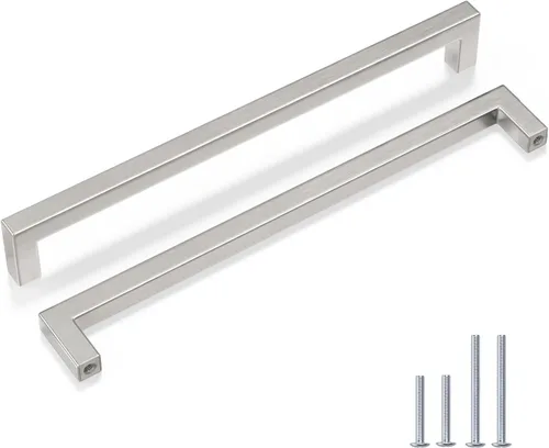 Miniatura 24 de Goldenwarm 1 paquete de manija cuadrada negra para cajones de gabinete de barra, de acero inoxidable, herrajes modernos para gabinetes de cocina