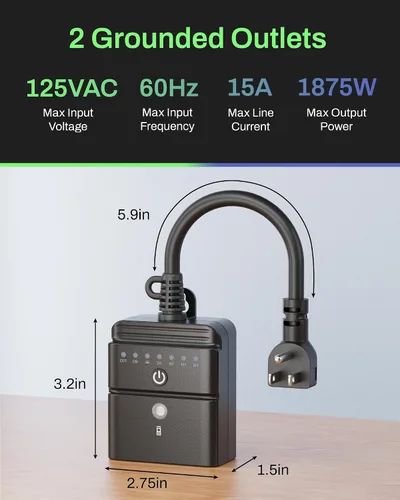 Miniatura 6 de BN-LINK Temporizador para exteriores con control remoto, sensor de luz del atardecer al amanecer, salida de temporizador impermeable enchufable, 2