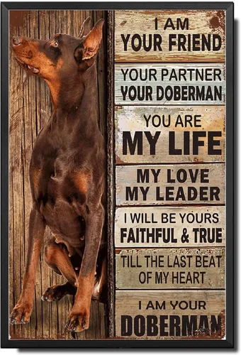 Miniatura 15 de Lygond Letrero de metal con texto en inglés "I Am Your Friend", regalo para amantes de Doberman, amantes de los perros, impresiones artísticas