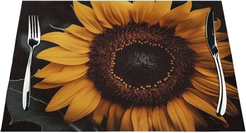 Miniatura 7 de 6 PCS PVC Placemats Set Place Mats A Sunflower Non-Slip Weave Place Mats 12" x 18" Farmhouse Table Mat Set for Family Dinners Wedding Parties