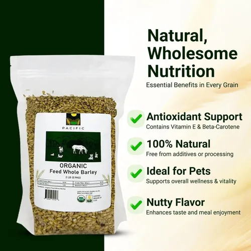 Miniatura 3 de Pacific Organic Petfood Organic Feed - Cebada entera descascarada Rica en fibra y minerales Cebada de grano entero Cebada orgánica certificada