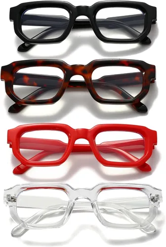 Miniatura 6 de LJCZKA Lentes cuadrados con bloqueo de luz azul para hombres y mujeres, anteojos gruesos para computadora, antifatiga ocular para leer mensajes