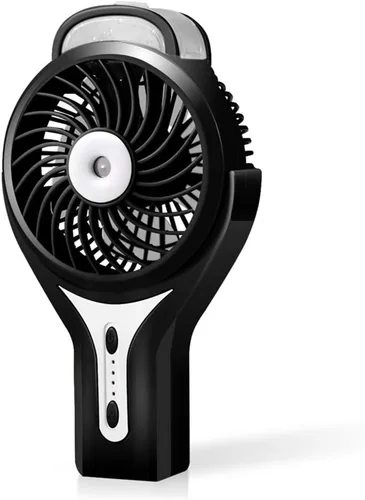 Ventilador de nebulización de agua portátil de mano para viajes, funciona con batería recargable o alimentado por USB, humidificador y ventilador