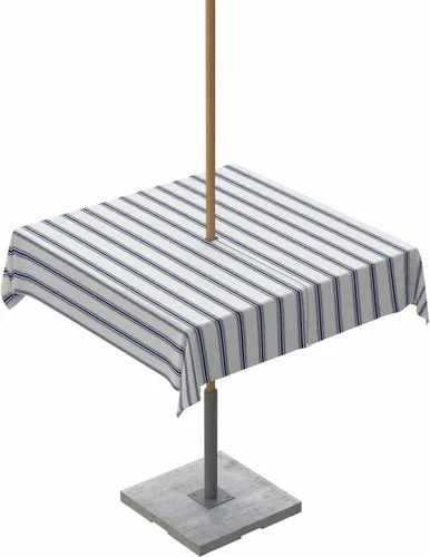 Miniatura 19 de Mantel para exteriores a rayas azul marino, mantel redondo de 60 pulgadas, diseño de rayas blancas y azul marino, impermeable, con agujero