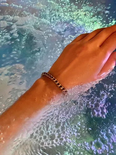 Miniatura 7 de Shiena Pulsera de cadena de bolas de cuentas de acero inoxidable quirúrgico con extensor