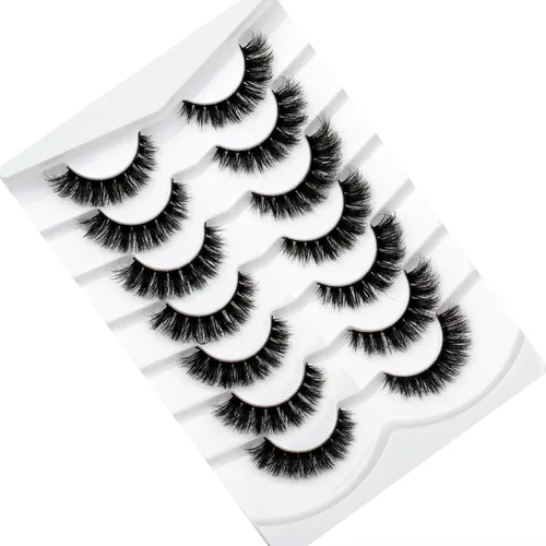 Miniatura 430 de Pooplunch - Pestañas postizas finas de visón sintético, estilo ojo de gato, naturales, cruzadas, tipo racimo, efecto 8D de volumen, tiras