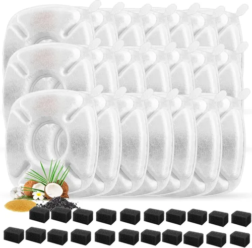 Miniatura 8 de 8 piezas de filtros de repuesto para fuente de gato, 4 paquetes de filtros de repuesto para fuente de agua para gatos con 4 paquetes de esponjas