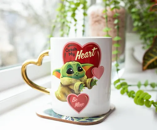 Miniatura 6 de STAR WARS: The Mandalorian Grogu Catch My Heart - Taza de cerámica de 14 onzas Taza de café grande sin BPA para expreso, cafeína, bebidas