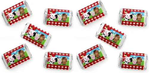 Miniatura 7 de Big Dot of Happiness Animales de granja – Mini pegatinas de barra de caramelo – Barnyard Baby Shower o fiesta de cumpleaños pequeños favores – 40