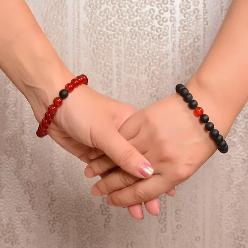 Miniatura 3 de AD Beads 2 pulseras elásticas de cuentas de distancia para él y para ella, pulsera de yoga de piedra natural