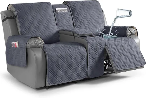 Miniatura 25 de TAOCOCO Fundas de sofá reclinable 100% impermeables con consola, fundas de sofá para sofá reclinable de 3 asientos con diseño de correas, funda