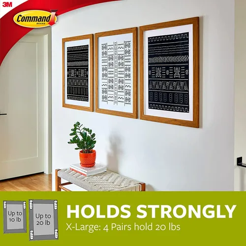 Miniatura 8 de Command Juego de tiras resistentes: decora tu pared con tiras para colgar cuadros de Command de 20 libras, tiras pesadas XL de 20 libras