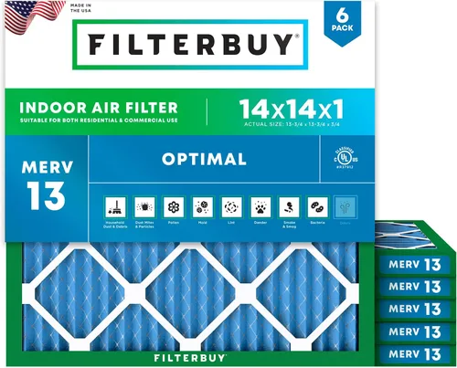 Miniatura 27 de Filterbuy Filtro de aire MERV 13 de 8 x 14 x 1 pulgadas para defensa óptima contra el humo y la alergia (paquete de 6), repuesto de filtros