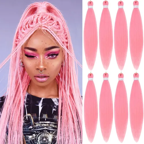Miniatura 9 de Alrence Cabello estirado para hacer trenzas, trenza larga de 30 pulgadas, 8 paquetes, extensiones profesionales de trenzado de cabello sintético, 1b#
