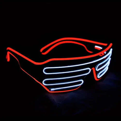 Miniatura 16 de Gafas de LED de Aqua Led de Neón electroluminiscentes para fiestas y disfraces modelo RB03., Púrpura + Azul