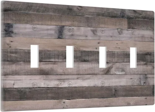 Miniatura 367 de Placa Decorativa de Pared de Granja Rústica con Cuerno de Madera para Puerta de Granero 1 Banda Duplex Cubiertas de Toma Eléctrica Soltera