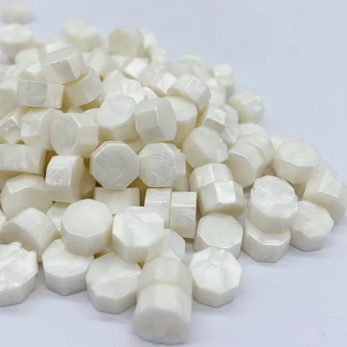 Miniatura 3 de 200 cuentas de cera de sellado blancas perla, cuentas de cera octogonales para envolver regalos de Navidad, sobres de tarjeta de regalo Perla blanca