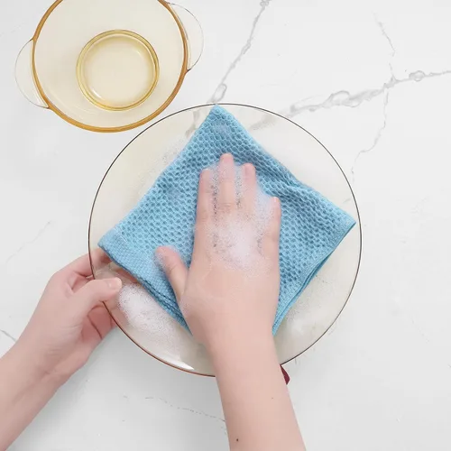 Miniatura 199 de Homaxy Trapos de cocina de 100% algodón, tejido de punto gofre, ultrasuaves, absorbentes y de secado rápido, 12 x 12 pulgadas, paquete de 6, blanco