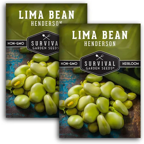 Miniatura 10 de Semillas de lima para plantar – Semillas de frijol Henderson Butter para jardines y proyectos científicos en el aula, variedad autóctona sin OMG