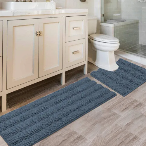 Miniatura 183 de H.VERSAILTEX - Alfombras de baño, juego de 2 piezas, alfombra de contorno para baño, juego de alfombras para inodoro, alfombra antideslizante