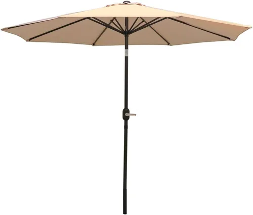 Miniatura 10 de Sunnydaze 9 pies Parasol de Patio de aluminio con inclinación y manivela, Contemporáneo, Beige