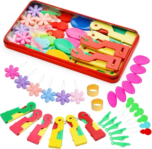 Miniatura 10 de Fedmut Enhebradores de agujas para coser a mano, herramienta de enhebrador de agujas de bordar, 20 piezas para coser a mano, máquina de coser
