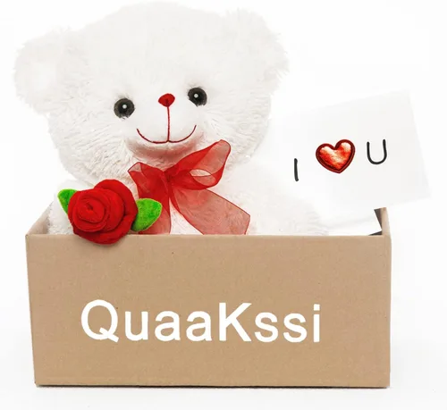 Miniatura 3 de Oso de peluche de 12 pulgadas para el Día de la Madre, regalo con rosa, regalo para novia, mujeres, ella, él, cumpleaños, boda, San Valentín, blanco