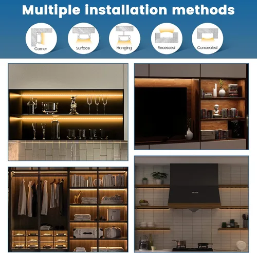 Miniatura 5 de Muzata Paquete de 6 canales LED de aluminio negro en forma de U de 3.3FT/1M con cubierta negra ahumada transparente fácil instalación U1SW BB 1M