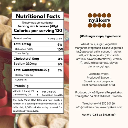 Miniatura 2 de Nyakers Pepparkakor Snaps de jengibre sueco, originales, famosas y antiguas galletas de jengibre tradicionalmente horneadas en Suecia desde 1952