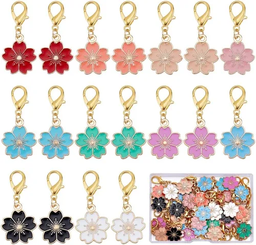 Miniatura 8 de SUNNYCLUE 1 caja de 50 marcadores de puntada de ganchillo marcadores de punto esmaltado mariposa encantos clip en cierre de langosta extraíble 50