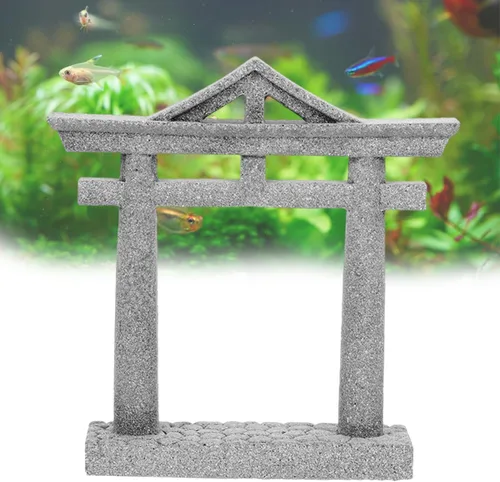 livelyfish Decoraciones japonesas para pecera, decoración asiática de acuario Torii, adorno de puerta de Torii, santuario japonés, pagoda oriental,